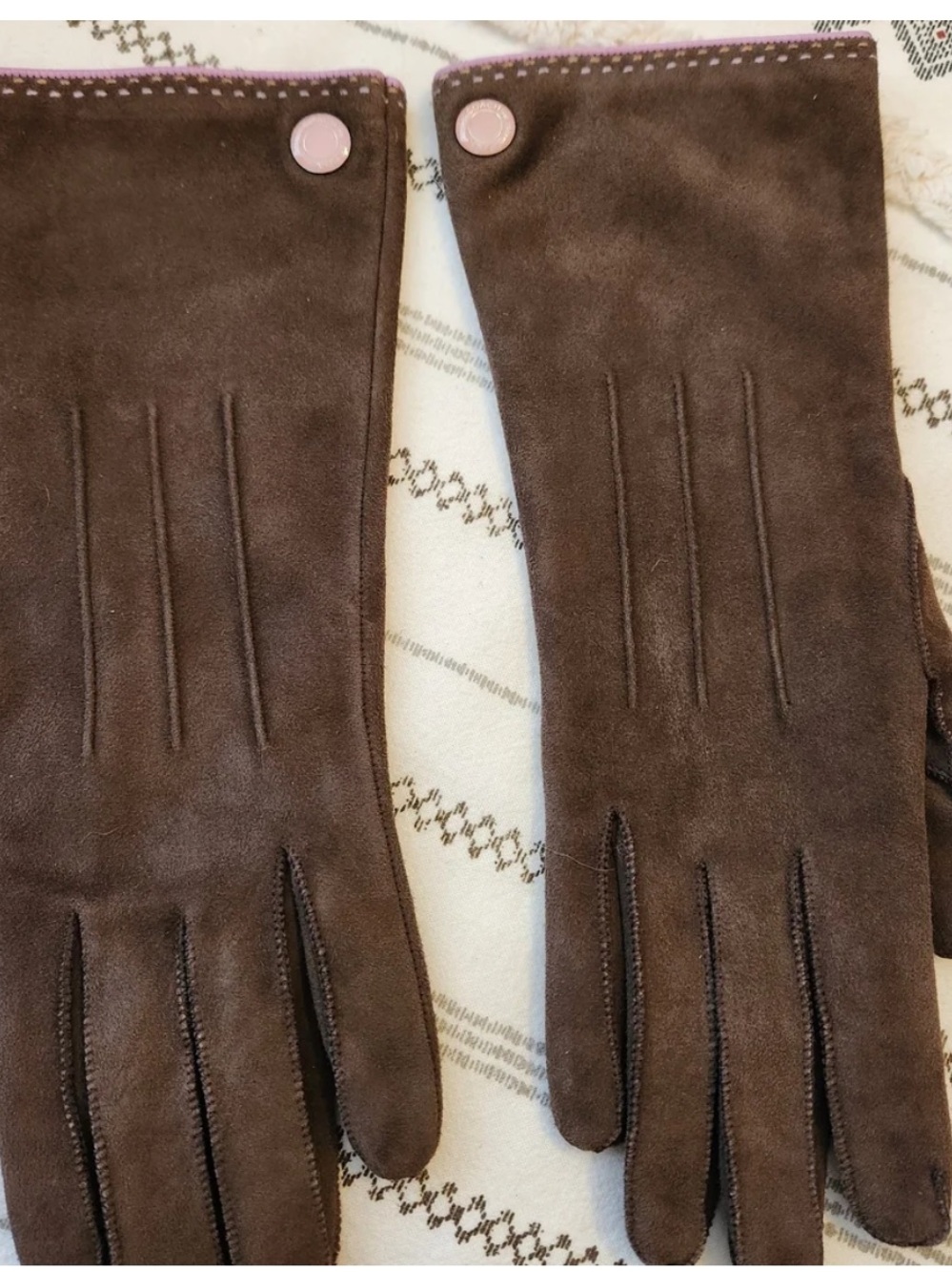 Coach leather and cashmere gloves womens